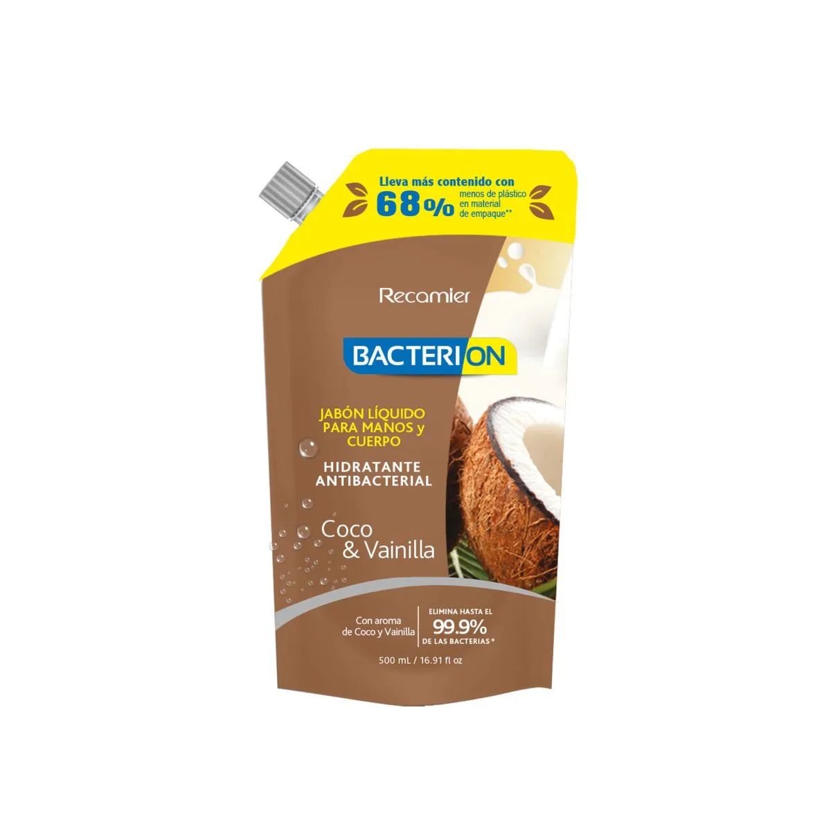 Jabón Líquido Bacterion Coco & Vainilla Doypack x 500 mL